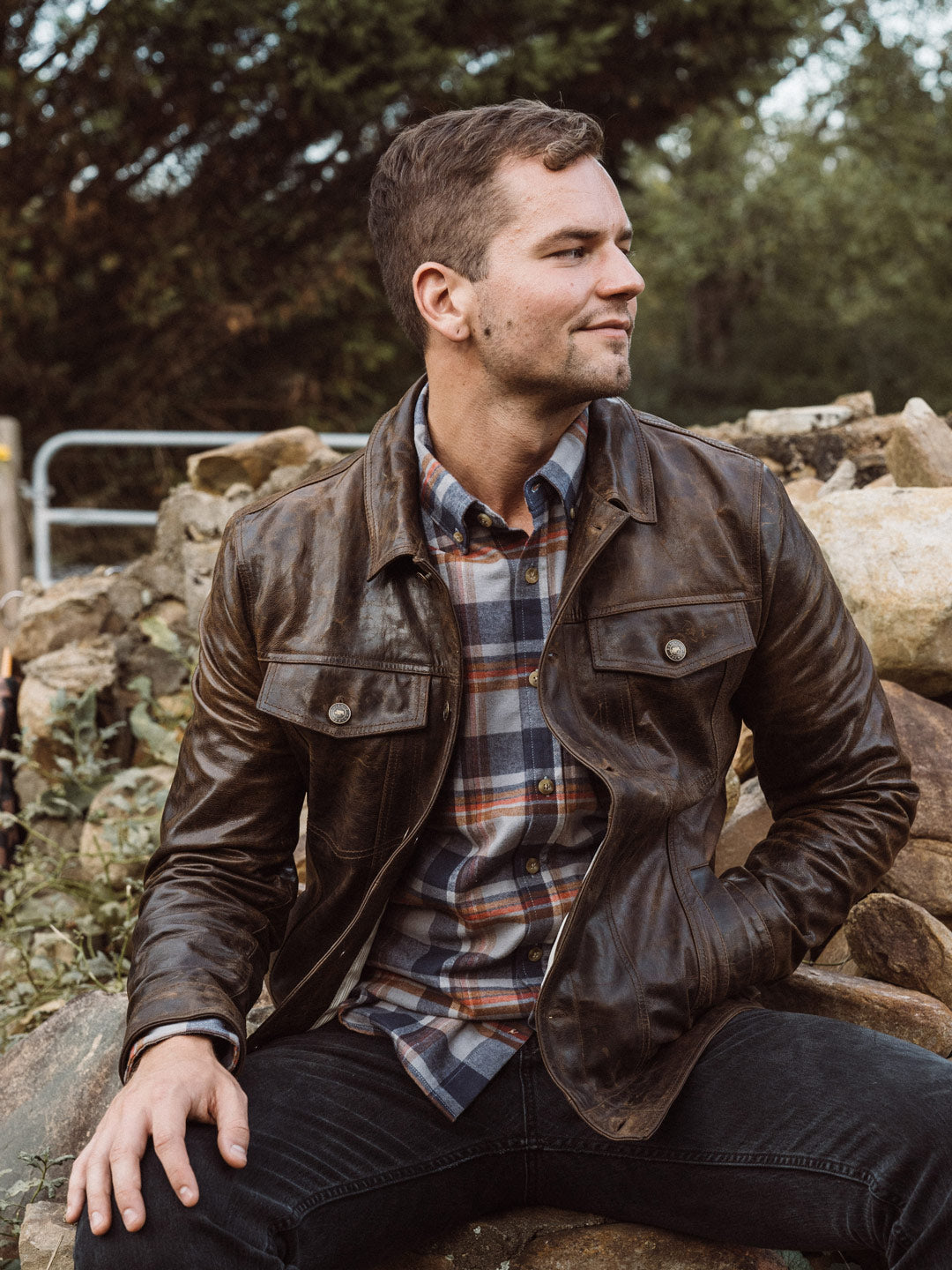 Mens Leather Trucker Jacket