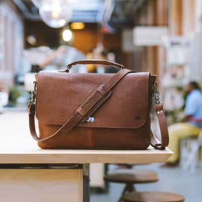 Ryder Reserve Bison Leather Laptop Messenger Bag | Brown hover
